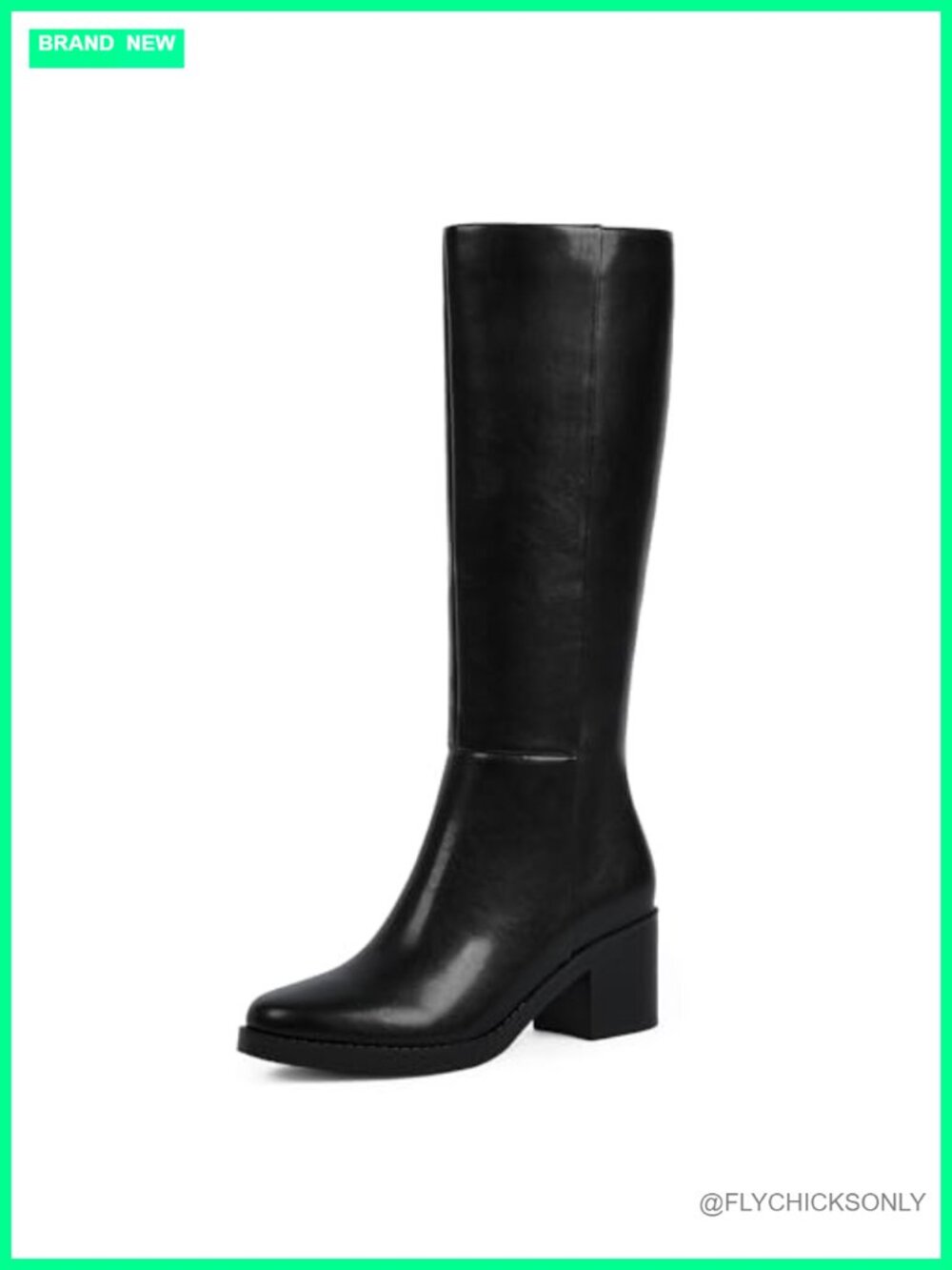Women's Knee High Boots Low Block Heel Round Toe Faux PU Leather Tall